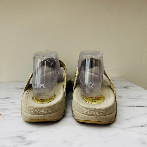 Skechers Tone Ups Beige Thong Sandals Women’s Size 10 - Picture 5 of 10